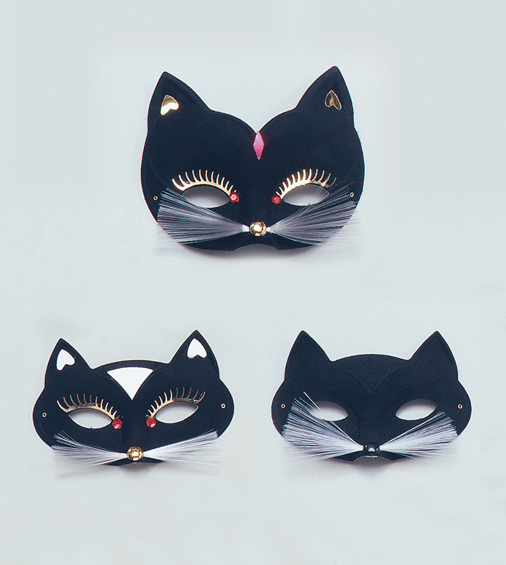 Cat Domino Eye Mask. Black